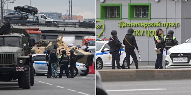 Soldater och polis i Moskva. AP