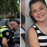 Polis söker igenom bilar under sökandet efter Lyhanna. Till höger, 11-åriga Lyhanna.