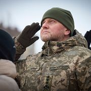 Valerij Zaluzjnyj på en minnesstund under sin tid som överbefälhavare.