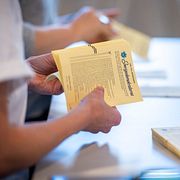 Arkivbild: Gula valsedlar för Sverigedemokraterna i riksdagsvalet.