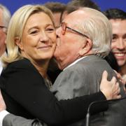 Marine Le Pen med fadern Jean-Marie, 2014