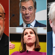 Jeremy Corbyn (Labour), Nigel Farage (Brexitpartiet), Boris Johnson (Tories) coh Jo Swinson (Liberaldemokraterna).