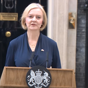 Liz Truss vid torsdagens pressträff.