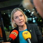 Magdalena Andersson i samband med förra helgens SVT-debatt. 