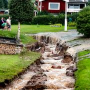 Översvämning i Rättvik tidigare i veckan.