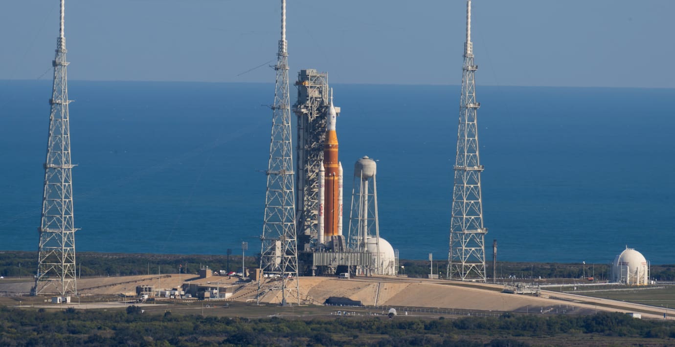 Artemis II vid Kennedy Space Center i Florida.