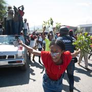 Bild från protest i Port-au-Prince, Haiti/Arkivbild