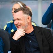 Peter Gerhardsson under matchen mot Norge i Juni.