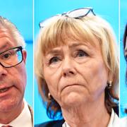 M-politikerna Hans Wallmark, Beatrice Ask och Karin Enström.