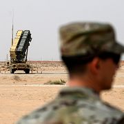 Ett Patriotsystem vid flygbasen Prince Sultan i Saudiarabien 2020.