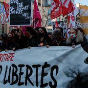 Bild från demonstration i Paris. 