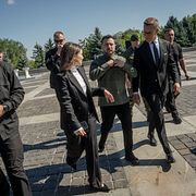 Zelenskyj under firandet av självständighetsdagen.