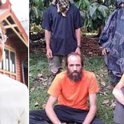 Jesus Dureza. Norrmannen Kjarsten Sekkestad t.h tillsammans med den kanadensiska gisslantagna Robert Hall.