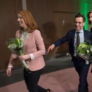 Alliansens partiledare från vänster Annie Lööf (C), Ulf Kristersson (M), Ebba Busch Thor (KD) och Jan Björklund (L) under Centerpartiets kommundagar i Stockholm. 