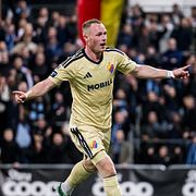 Djurgårdens Kristian Lien jublar efter sitt mål.