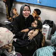 Palestinier som skadats i sjukhusattacken.