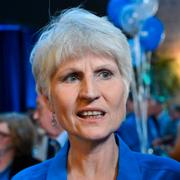 Liberalernas toppkandidat till EU-valet Anna Maria Corazza Bildt på Liberalernas valvaka.