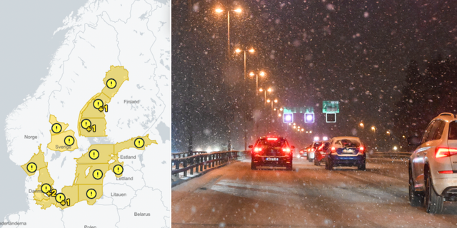 SMHI:s vädervarningar för 26 december. SMHI/TT