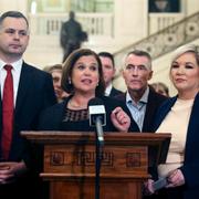 Sinn Féins ledare Mary Lou McDonald i dag.