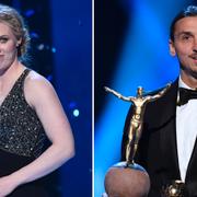 Hedvig Lindahl och Zlatan Ibrahimovic vid kvällens Fotbollsgala.