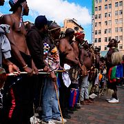 Sydafrikaner under en protest mot illegal invandring i Johannesburg tidigare i år.