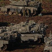 Israeliska soldater vid gränsen till Libanon i norra Israel.