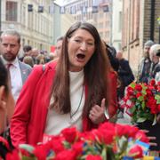 Susanna Gideonsson i Göteborg på första maj för ett år sedan.