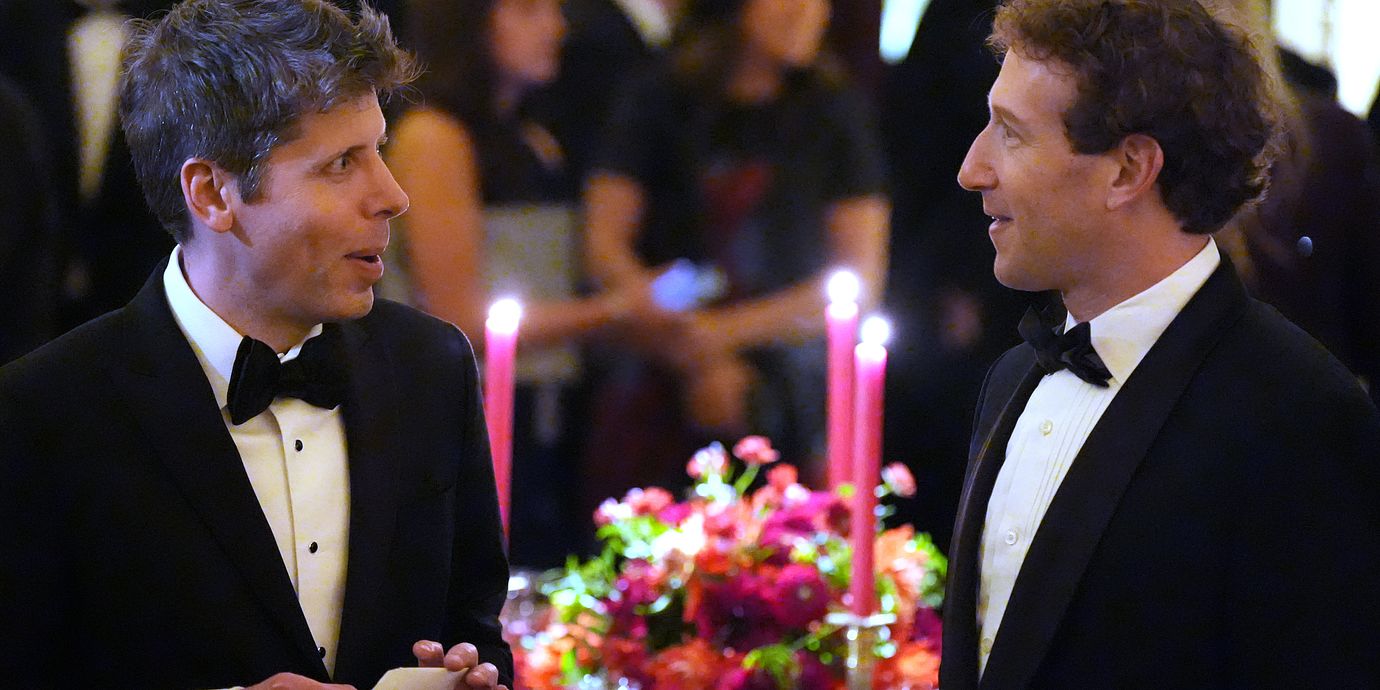 Open AI:s Sam Altman och Metas vd Mark Zuckerberg under Trumps middag för Xi Jinping.