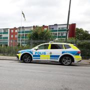 Polisen på plats efter skjutningen.