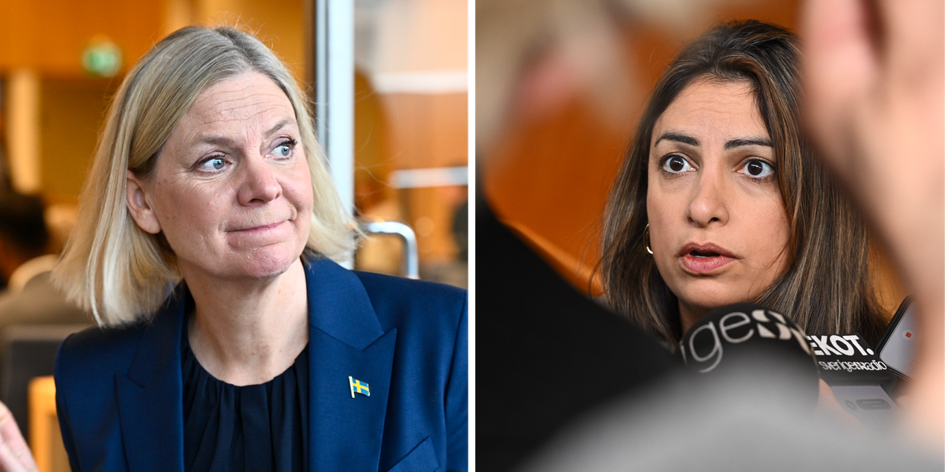 S-ledaren Magdalena Andersson och V-ledaren Nooshi Dadgostar.