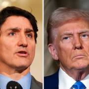 Kanadas premiärminister Justin Trudeau, USA:s president Donald Trump och Mexikos president Claudia Sheinbaum.