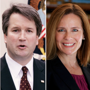 De fyra huvudkandidaterna: Raymond Kethledge, Brett Kavanaugh, Amy Coney Barrett och Thomas Hardiman.