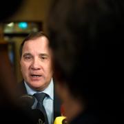 Stefan Löfven höll en kort pressträff.