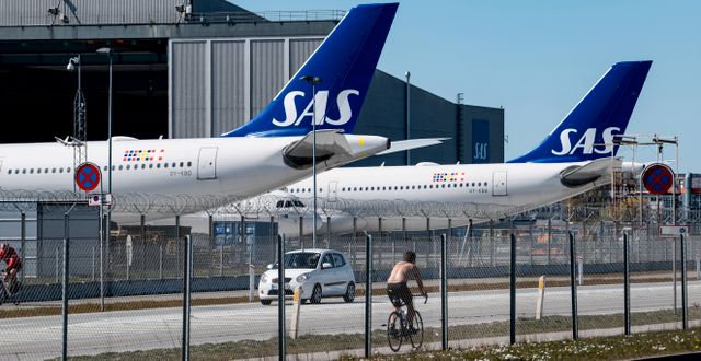 Parkerade SAS-plan på Kastrup flygplats i april. Johan Nilsson/TT / TT NYHETSBYRÅN