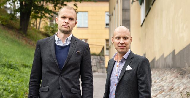 Börspoddens Johan Isaksson och John Skogman.  Mats W Nilsson