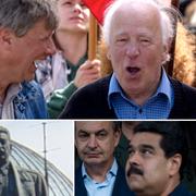 Hermansson med Lars Ohly, staty av Stalin, Maduro.