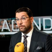 Jimmie Åkesson (SD) efter partiledardebatten i Agenda i Sveriges television på söndagskvällen, där partiledare och språkrör för de åtta riksdagspartierna möttes i en direktsänd debatt.