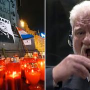 Tända ljus har placerats vid ett monument i Zagreb för att hedra Praljak./Slobodan Praljak i domstolen i Haag. 