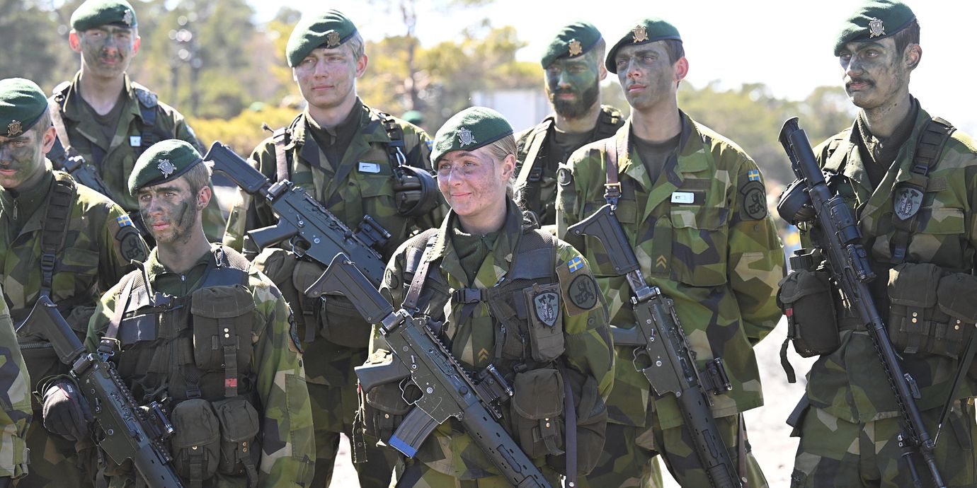 Arkivbild. Amfibiesoldater övar anfall under militärövningen Aurora 23 2023.