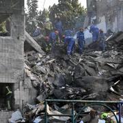 Ett hus i Kyiv som träffats i de ryska attackerna natten till tisdagen.