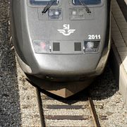 Skadan på hjulet upptäcktes på måndagsmorgonen varpå alla okontrollerade tåg togs ur trafik.