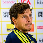 Lindelöf på söndagens presskonferens.