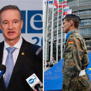 Arkivbild på Michael Carpenter, som tidigare var amerikansk ambassadör vid OSSE, och på europeisk militär vid en EU-ceremoni förra året.