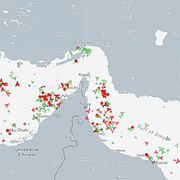 Satellitdata från Marine Traffic tyder på att stilleståndet fortsätter i Hormuzsundet.