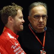 Marchionne tillsammans med Ferraris F1-förare Sebastian Vettel på lördagen.