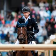 Peder Fredricson på hästen All In under laghoppningen