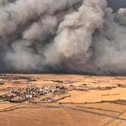 En stor brand i Lleida, Spanien, tidigare i veckan. 