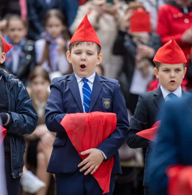Members of the Russian Young Pioneers attending a ceremony in Lipetsk in 2022. Shutterstock