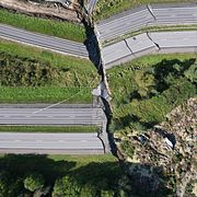 E6 vid Stenungsund efter jordskredet 2023.