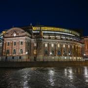 Riksdagshuset i Stockholm på natten.